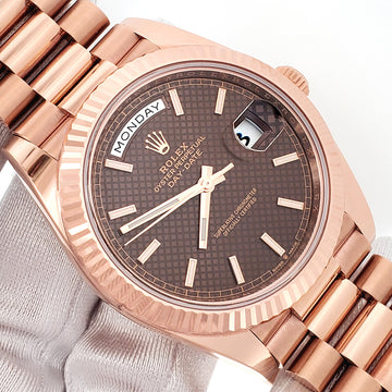 2021 Rolex President Day-Date Rose Gold Chocolate Motif Dial 228235 40mm Watch Box/Papers/Tag