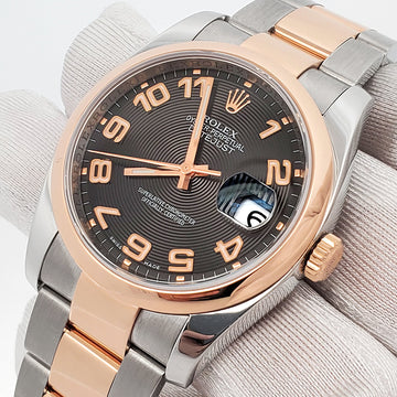 Rolex Datejust 36mm Black Concentric Dial 2-tone Rose Gold/Steel Oyster Watch 116201