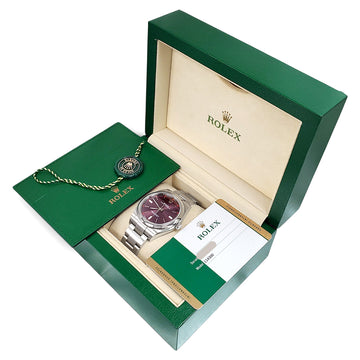 2016 Rolex Rare Red Grape Index Dial Oyster Perpetual Steel 39mm Watch 114300 Box Papers