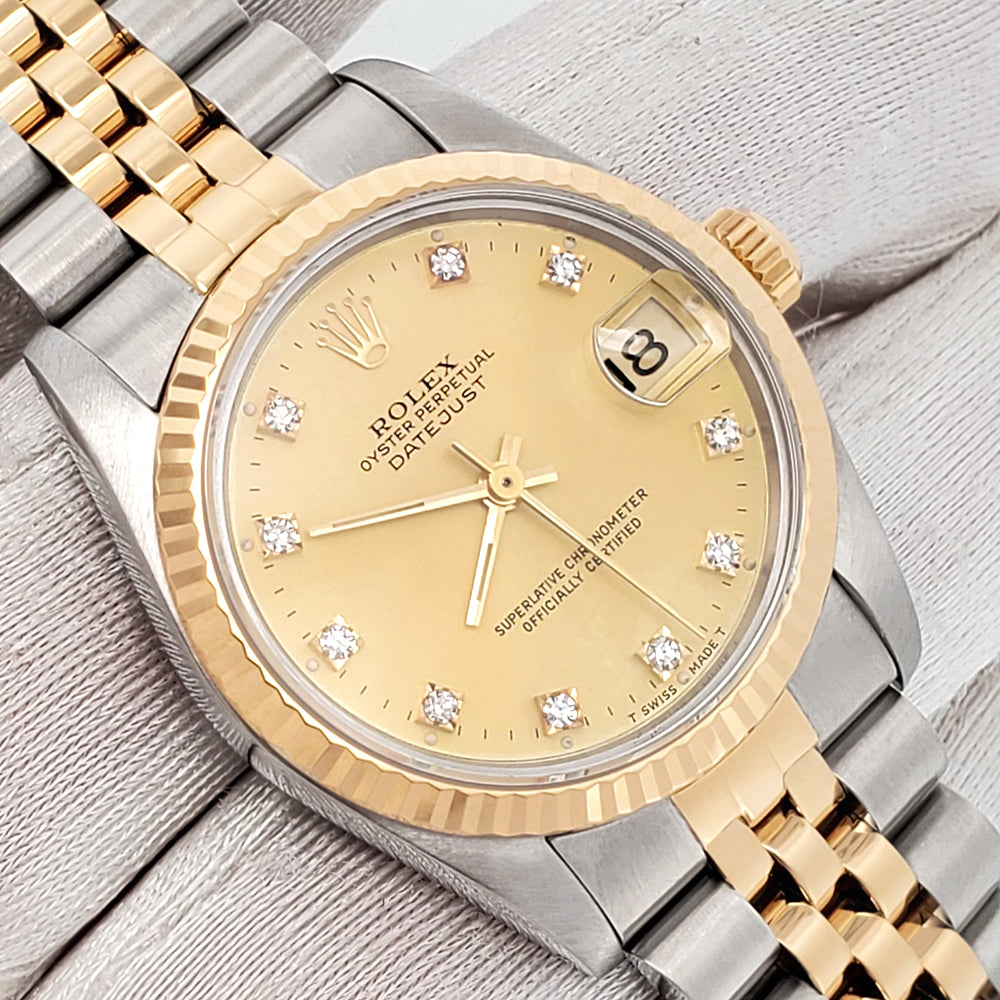 Rolex Datejust 31mm 2-Tone Factory Champagne Diamond Dial Jubilee Watch 68273