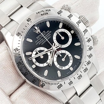 Rolex Cosmograph Daytona Engraved Rehaut 40mm 116520 Black Dial Steel Watch Box Papers