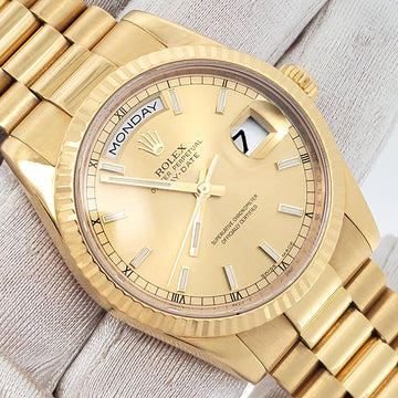 Rolex Yellow Gold President Day-Date 36 Champagne Index Dial Watch 118238 Box Papers