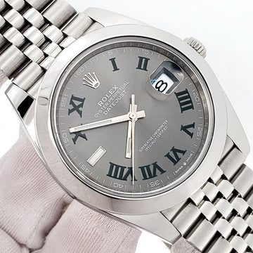 2025 Rolex Datejust 41 126300 Wimbledon Grey Slate Roman Steel Jubilee Watch Papers