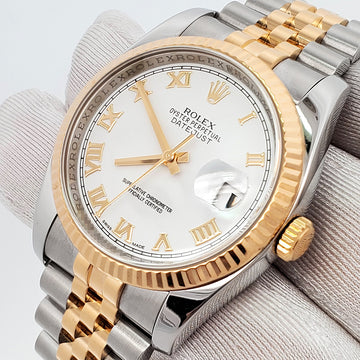 Rolex Datejust 36mm 116233 White Roman Dial Jubilee Watch Box Papers