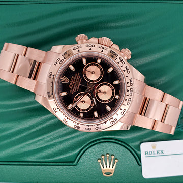 2021 Rolex Cosmograph Daytona 40mm Rose Gold Black Dial Watch 116505 Box Papers