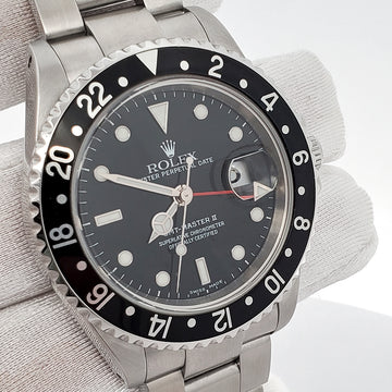 Rolex GMT-Master II 40mm Black Dial/Bezel Steel Oyster Watch 16710 Box Papers