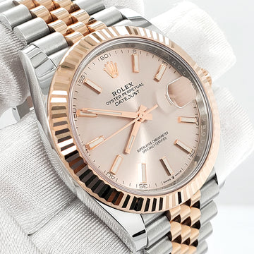 Unworn Rolex Datejust 41 126331 Pink Sundust Index Dial  Rose Gold/Steel Jubilee Watch 2022 Box Papers