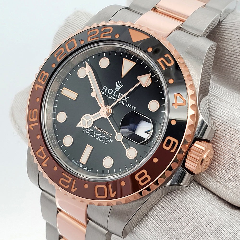 2020 Rolex GMT-Master II 40mm 2-Tone Rose Gold/Steel Rootbeer Watch 126711CHNR Box Papers