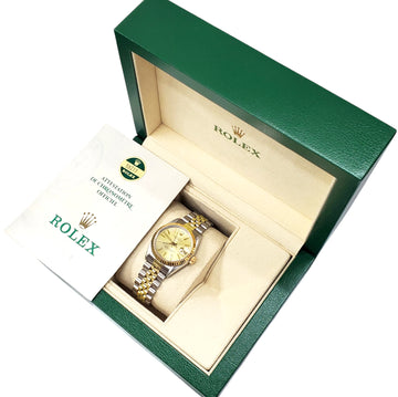 Rolex Datejust 31mm Champagne Index 2-tone Yellow Gold/Steel Jubilee Watch 68273 Box Papers
