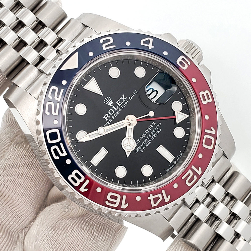 Unworn 2023 Rolex GMT-Master II 40mm Pepsi Red/Blue Steel Jubilee Watch 126710BLRO Box/Papers/Tag