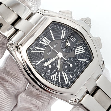 Cartier Roadster Black Roman XL Chronograph 43mm Steel Watch W62020X6 2618