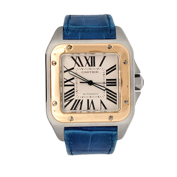 Cartier Santos 100XL 38mm 2-tone Yellow Gold/Steel Silver White Dial Watch 2656 W20072X7