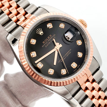 2014 Rolex Datejust Black Diamond Dial 2-Tone Rose Gold/Steel Jubilee 36mm Watch 116231 Box/Papers/Tag