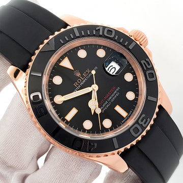 Rolex Yacht-Master Rose Gold Black Oysterflex Dial 116655 40mm Watch Box/Papers/Tag