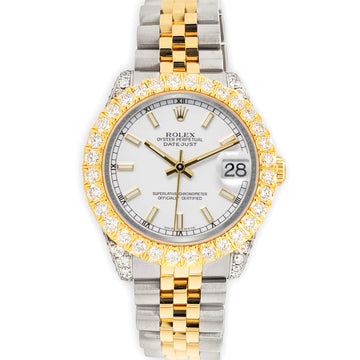 Rolex Datejust 31mm 2-Tone 178273 White Index Dial 4.4ct Diamond Bezel/Case Watch