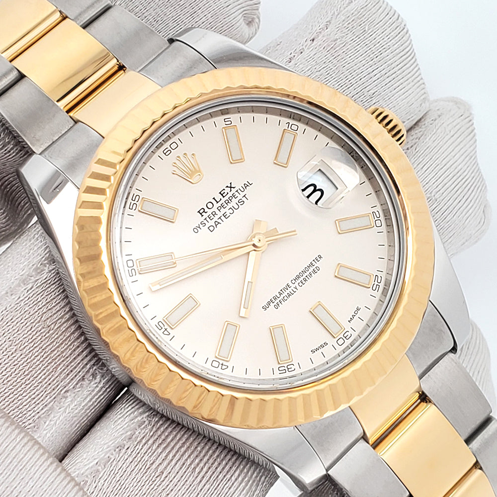 2016 Rolex Datejust II 41mm Cream Index Dial 2-tone Yellow Gold/Steel 116333 Watch Box/Papers/Tag