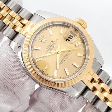 Rolex Datejust 26mm 179173 Champagne Index Dial Yellow Gold/Silver Watch Box/Apr
