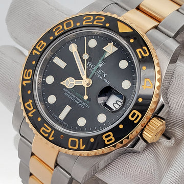 Rolex GMT-Master II 40mm Ceramic Bezel 2-Tone Yellow Gold/Steel Watch 116713LN Box Papers