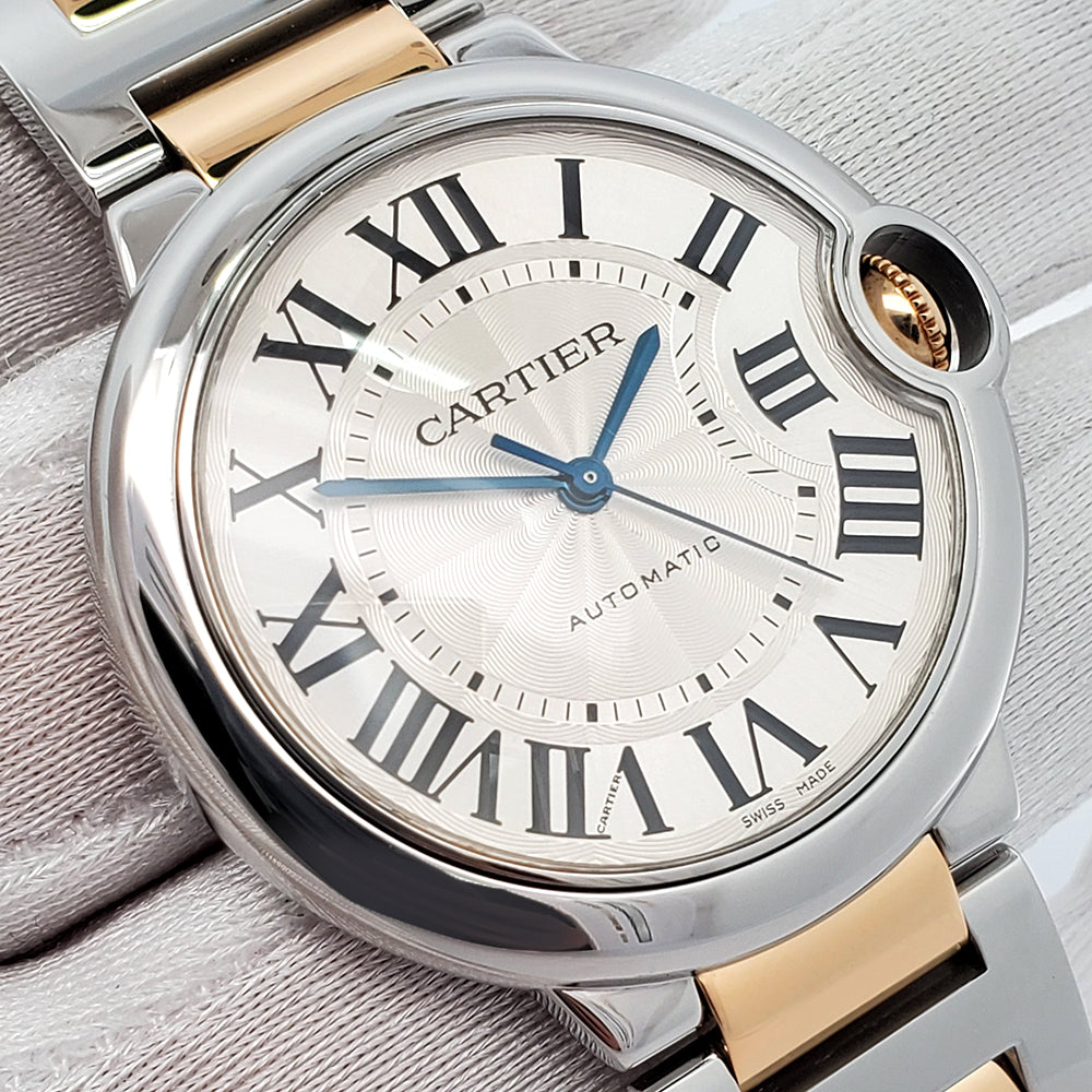 Cartier Ballon Bleu 36mm Silver Roman 2-tone Yellow Gold/Steel Watch 3284 W2BB0012