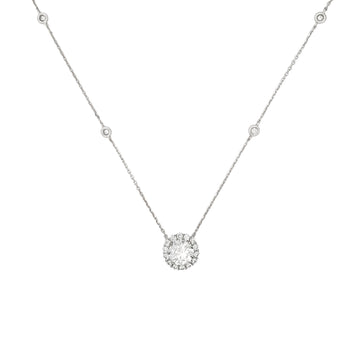2.3 Ct Lab-Grown Diamond 18K White Gold Pendant &amp; White Gold Diamond Necklace