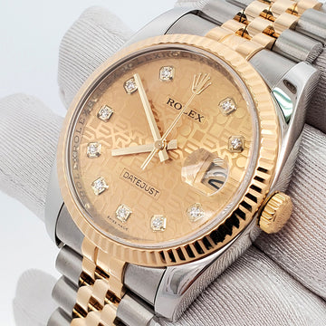 Rolex Datejust 36mm 116233 Factory Champagne Jubilee Diamond 2-tone Yellow Gold/Steel Jubilee Watch