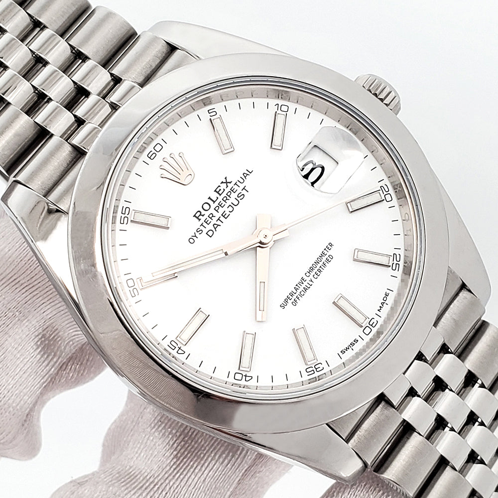 2019 Rolex Datejust 41 126300 White Index Steel Jubilee Watch Box Papers