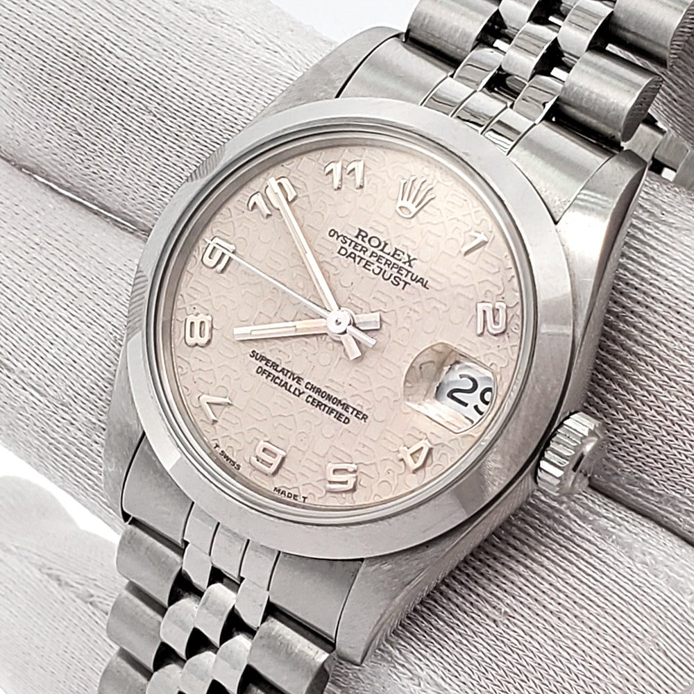 Rolex Datejust 31mm Cream Jubilee Arabic Dial Steel Watch Papers 68240