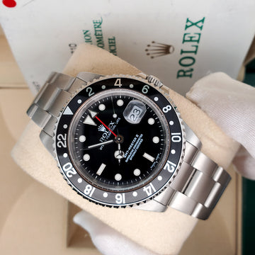 Rolex GMT-Master II 40mm Steel Oyster Watch 16710 Box Papers