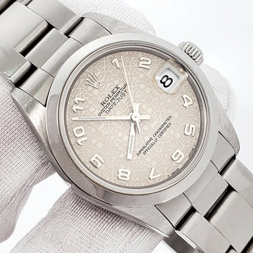 2000 Rolex Datejust 31mm Midsize Cream Jubilee Arabic Dial Steel Oyster Watch 78240 Papers