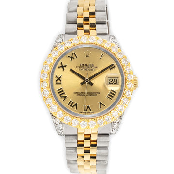 Rolex Datejust 31mm 2-Tone 178273 Champagne Roman Dial 4.4ct Diamond Bezel/Case Watch