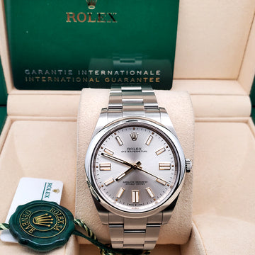 Rolex Oyster Perpetual 41mm 124300 Silver Index Dial Steel Watch 2022 Box Papers