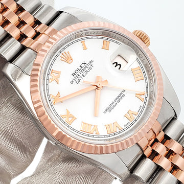 Rolex Datejust White Roman Dial 2-Tone Rose Gold/Steel Jubilee 116231 36mm Watch Box Papers