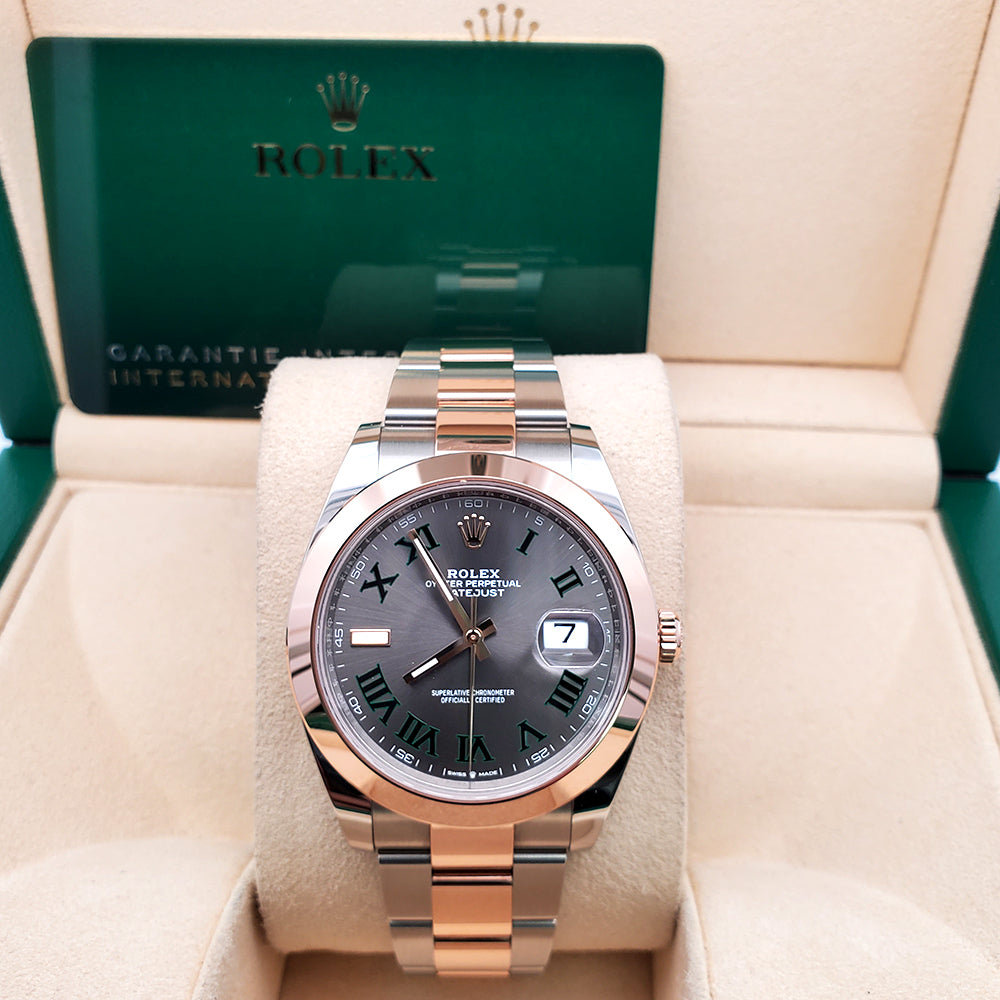 Unworn Rolex Datejust 41 Wimbledon Slate Dial 2-tone Rose Gold/Steel Oyster 126301 Watch 2022 Box Papers