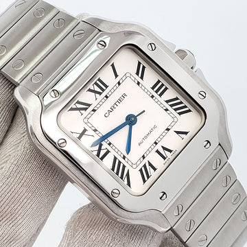 2019 Cartier Santos Silver Roman Steel 35mm Watch WSSA0010 4075 Papers