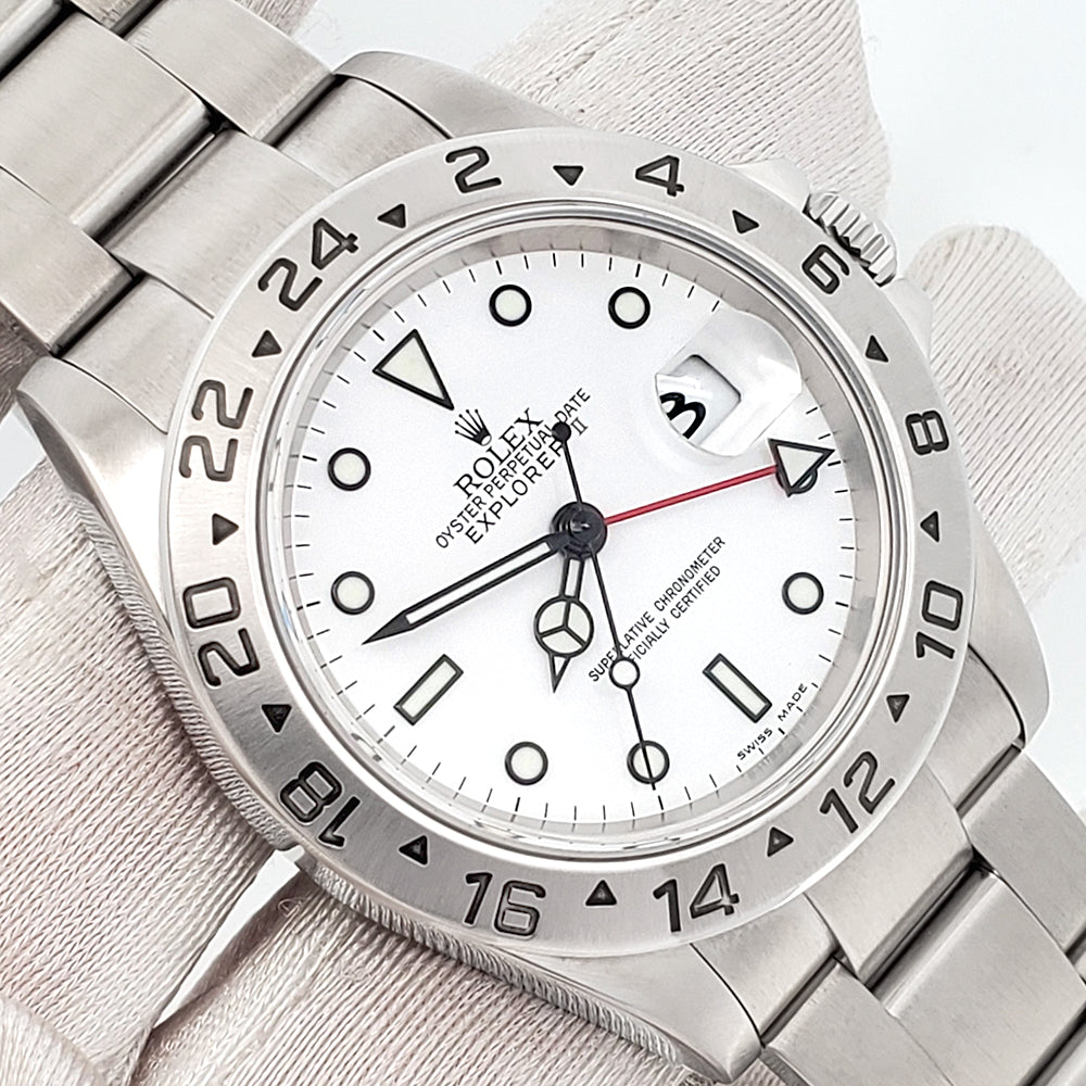 2007 Rolex Explorer II Polar White Steel Oyster 40mm Watch 16570 Box/Papers/Serial Tag