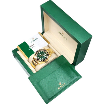 2016 Rolex GMT-Master II Green Dial 116718LN Yellow Gold 40mm Watch Box Papers