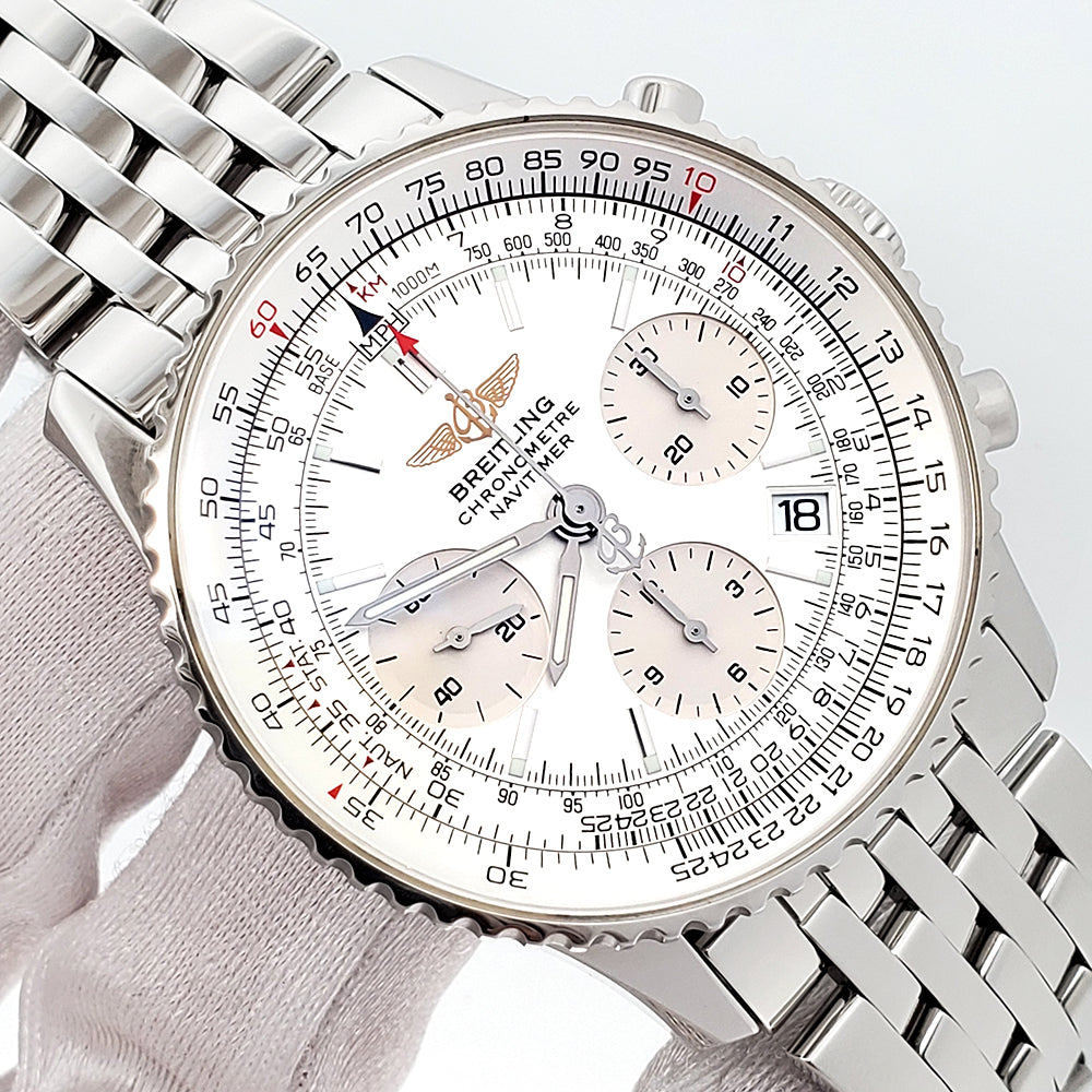 Breitling Navitimer Chronograph 42mm Silver Dial Automatic Steel Mens Watch A23322