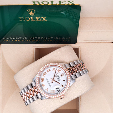 Rolex Datejust 31mm 278271 2-tone Rose Gold/Steel White Roman Jubilee Watch 0.95ct Diamond Bezel 2021 Box Papers