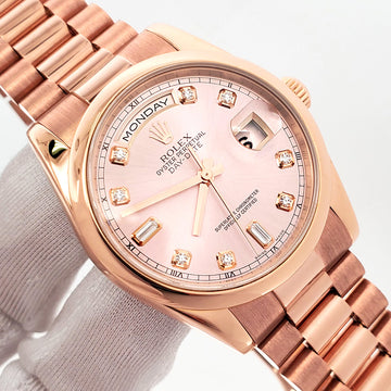 2002 Rolex President Day-Date Pink Diamond Dial 36mm 118205 Rose Gold Watch Box/Apr