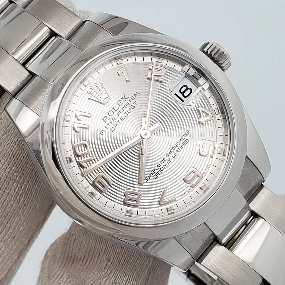 Rolex Datejust 31mm Silver Concentric Dial Steel Watch 178240 Box Papers