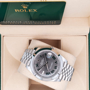 2023 Rolex Datejust 41 126300 Wimbledon Slate Roman Steel Jubilee Watch Box Papers