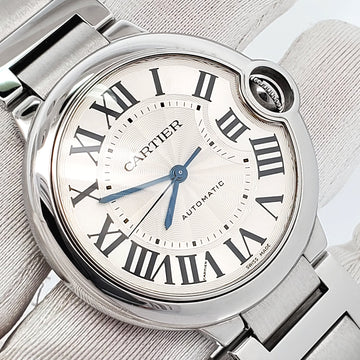 Cartier Ballon Bleu Silver Roman Dial 36mm Steel Watch 3284 W6920046