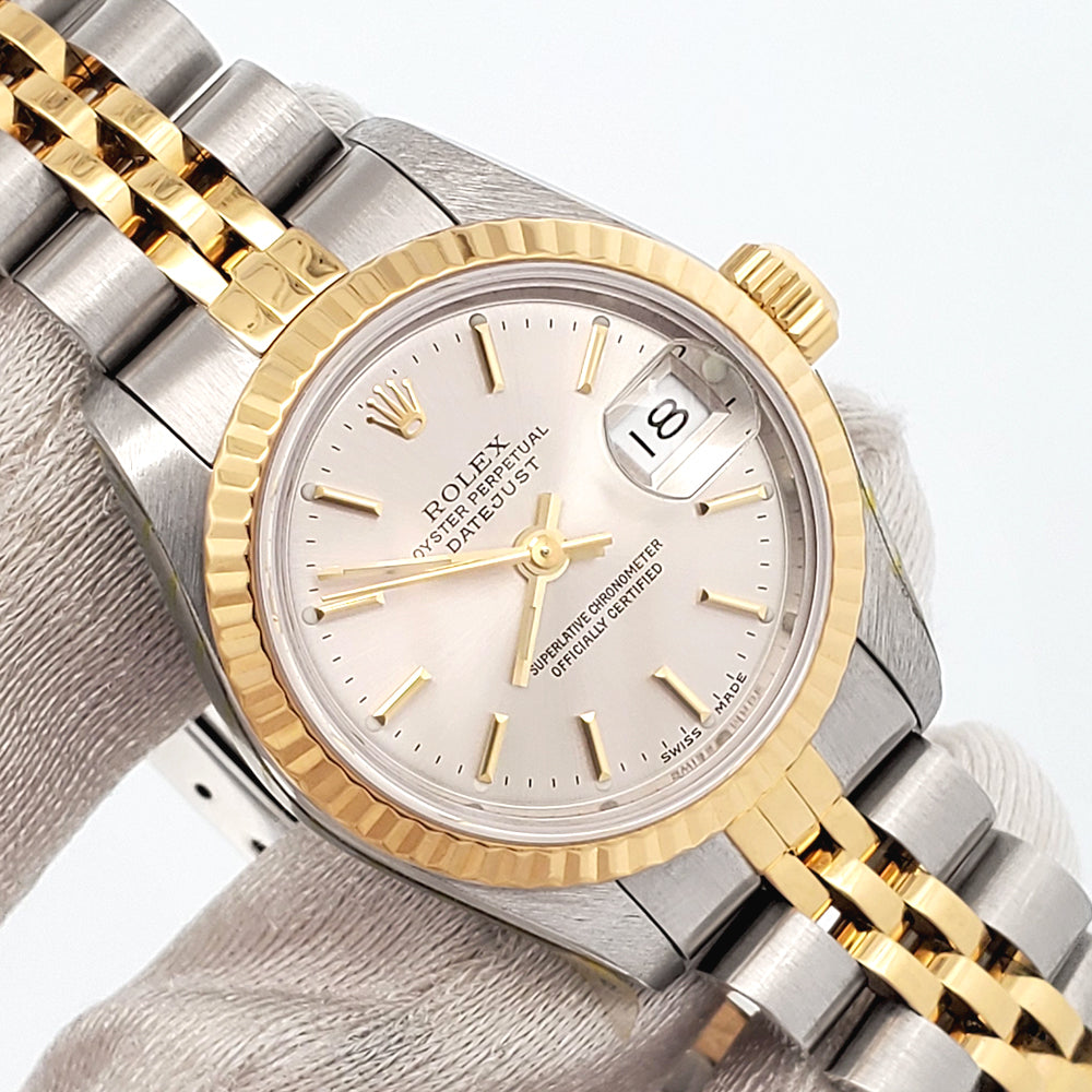 Rolex Datejust Silver Index 2-Tone Yellow Gold/Steel Jubilee 26mm Watch 69173