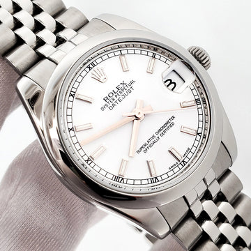 2017 Rolex Datejust White Index Dial Steel Jubilee 31mm Watch 178240 Box Papers