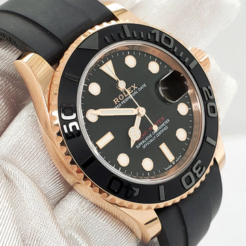 Rolex Yacht-Master 40mm 126655 Black Dial Oysterflex Strap Rose Gold Watch 2020 Box Papers