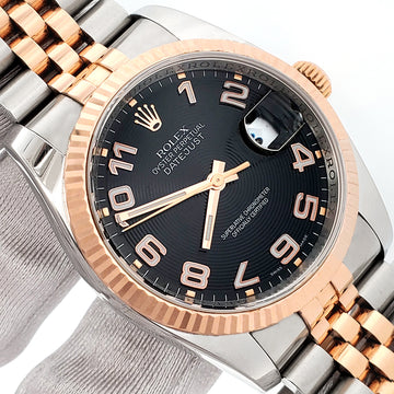 Rolex Datejust 36mm Black Concentric Dial Rose Gold/Steel Jubilee Watch 116231 Box/Apr
