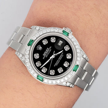 Rolex Datejust 26mm 1.2ct Diamond Bezel/Black Diamond Dial Stainless Steel Oyster Watch