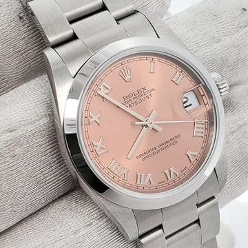 2001 Rolex Datejust Midsize 31mm 78240 Salmon Roman Steel Watch Papers