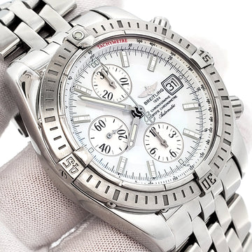 Breitling Chronomat Evolution 44mm Factory White Pearl Chronograph Steel Watch A13356