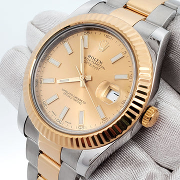 Rolex Datejust II 41mm Champagne Index 2-tone Yellow Gold/Steel 116333 Watch Box Papers